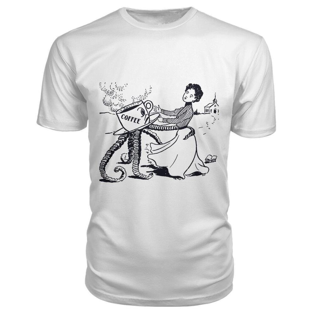 Funny Illustration Of Woman Grabbed By Coffee Cup With Tentacles Shirt